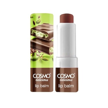 Cosmo Delicious Kunafa Pistachio Chocolate Lip Balm 4.5g, Moisturizing Dessert Inspired Lip Care, Glossy Hydration With Sweet Kunafa Flavor, Smooth Balm For Soft