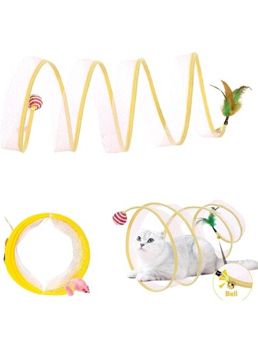 Cat Tunnel Tube Collapsible Small Animals Toys Kitten Hole Toy Folding Tent Interactive Scratching Toy Pet Cage Tunnel Hideaway for Rabbits (mouse)