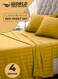 4-Piece Luxury Gold Striped Bedding Set Includes 1 Regular Bedsheet, 1 Fitted Bed Sheet, and 2 Pillow Cases for Ultimate Hotel-Inspired&Acirc;&nbsp;Sophistication in King, Queen and Single Sizes