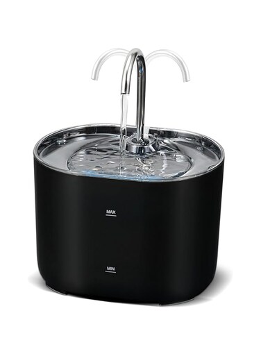 Automatic Pet Water Fountain, Automatic Cat Water Fountain Dog Water Dispenser, Auto Watering Dish Supplies, Easy Cleaning Animal Machine, Quiet Pump Inside Water Fountain for Cats (Black, Medium)