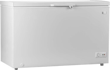 Wolf Power Chest Freezer, 303L Net, Manual Defrost, Adjustable Temp, LED Light, Lock &amp; Key, White, Easy Controls