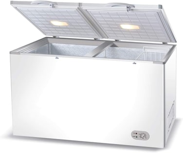 Wolf Power Chest Freezer, 460L Net, Manual Defrost, Adjustable Temp, LED Light, Lock &amp; Key, White, Easy Controls