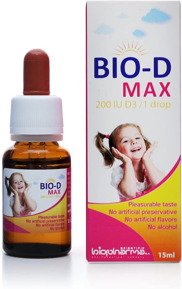 Biopharma SA Bio D Max Drops, Vitamin D Drops For Infants 400IU (10Mcg) Baby &amp; Toddler Liquid Supplement Newborn &amp; Up Dropper Syringe, 15ml