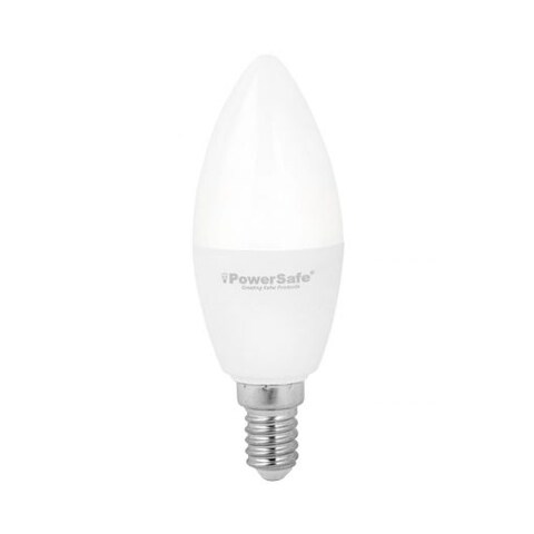 PowerSafe LED Candle Bulb 7W Warm White E14, 630 Lumen, 3000K, 85% Energy Saving, 15,000 Hours Lifespan, with Surge Protection, ESMA Approved