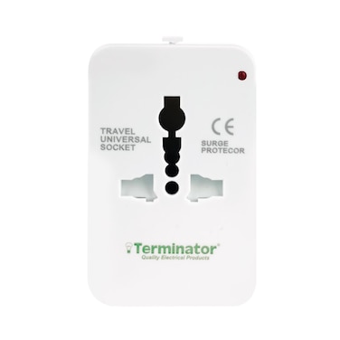 Terminator Multi Pin Travel Adaptor With Universal Socket &amp; 2 USB 2.1A