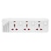 Terminator 3 Way Universal Power Extension Socket With Individual Switches, Indicators and Without Cable