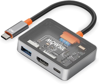 Mowsil 3-In-1 USB-C to HDMI Multiport Adapter 4K@60Hz &ndash; USB-A 5Gbps Port &amp; USB-C Pd 100W Fast Charging Hub, Zinc Alloy Compact Docking Station Compatible with Macbook, iPad, Laptop &amp; Monitor
