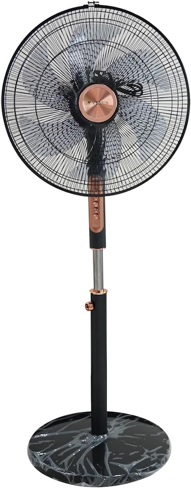 Venus VSF16 16" STAND FAN - 6 ERGONOMIC BLADES, 4 OPERATING SPEEDS,90&deg; ROTATION, 30&deg; TILT &amp; OSCILLATION,  CHILD SAFETY GRILL, 1.25m ADJUSTABLE HEIGHT, ROUND FIXED BASE