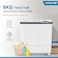 Krome 8kg Twin Tub Semi-Automatic Washing Machine, Aluminium Spin Motor, Mechanical Timer, 4 Star Rated, 360W Wash / 170W Spin, White, KR-WSA80K