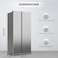 Krome 600L Gross Side-By-Side Refrigerator, Inverter Compressor, No Frost, Multi Air Flow System, Door Alarm, Silver, KR-SBS601SM
