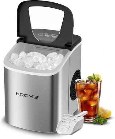 KROME Ice Maker Machine, 12kg/24h Capacity - KR-IM22SH