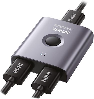 ماوسيل محول HDMI 2 في 1، محول HDMI ثنائي الاتجاه 4K@60Hz مع كابل، يدعم 4K @60Hz، ثلاثي الابعاد، 1080P، 2 مدخل 1 مخرج / 1 مدخل 2 مخرج HDMI للتلفزيون والشاشة وجهاز العرض واللابتوب