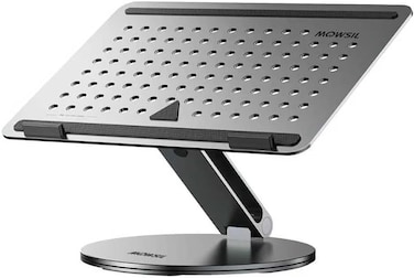 ماوسيل حامل لابتوب قابل للتعديل للمكتب والتابلت - حامل قابل للطي من خليط معدني من الالومنيوم، قابل لتعديل الارتفاع بشكل مريح، مقبض سيليكون مضاد للانزلاق، محمول وخفيف الوزن للمنزل والمكتب والسفر