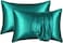 MahMir&reg; Silk Satin Pillowcase for Hair and Skin Queen - Malachite Green Silk Pillowcase 2 Pack 76L x 51W CM (30x20 Inches) - Satin Pillow Cases Set of 2 with Envelope Closure (2pcs Malachite Green)