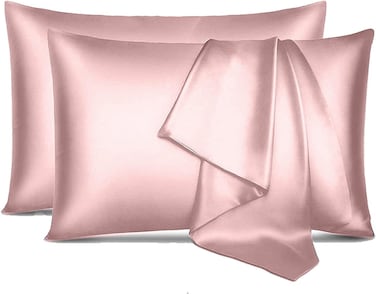 MahMir&reg; Silk Satin Pillowcase for Hair and Skin Queen - Pink Silk Pillowcase 2 Pack 76L x 51W CM (30x20 Inches) - Satin Pillow Cases Set of 2 with Envelope Closure (2pcs Pink)