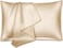 MahMir&reg; Silk Satin Pillowcase for Hair and Skin Queen - Champagne Gold Silk Pillowcase 2 Pack 75L x 50W CM (20x30 Inches) - Satin Pillow Cases Set of 2 with Envelope Closure (Champagne)