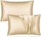 MahMir&reg; Silk Satin Pillowcase for Hair and Skin Queen - Champagne Gold Silk Pillowcase 2 Pack 75L x 50W CM (20x30 Inches) - Satin Pillow Cases Set of 2 with Envelope Closure (Champagne)