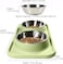 MahMir&reg; Cat Food and Water Bowls, Bowls Non-Skid and Non-Spill Silicone Mats with Stand, Removable Stainless Steel Water Dishes for Cats, Small Size Dogs (Olive Green)