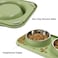 MahMir&reg; Cat Food and Water Bowls, Bowls Non-Skid and Non-Spill Silicone Mats with Stand, Removable Stainless Steel Water Dishes for Cats, Small Size Dogs (Olive Green)