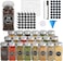 MahMir&reg; 24 Pcs Spice Jars with Labels - 4 oz Glass Spice Jars with Metal Lids, 120 Labels Stickers, Shaker Lids, Collapsible Funnel, 2 Pens, Seasoning Storage Bottles for Spice Rack, Cabinet, Drawer