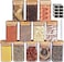 Glass Jars Set 300ML, MahMir 12 pcs Set Glass Spice Jars with Bamboo Airtight Lids and Labels, Food Cereal Storage Spice Containers for Home Kitchen Tea Herbs Coffee Flour Herbs Grains (Square)