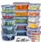 MahMir&reg; Airtight Meal Prep Container Set with Locking Lids, 24pcs Re-usable Plastic Food Storage Containers, Stackable Kitchen Organizer Boxes, BPA Free &amp; Microwave Freezer Dishwasher Safe(24pcs set