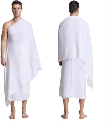 MahMir&reg; Ihram Towel - 2-Piece Islamic Men's Towel - Soft Ihram Ahram Ehram Towel - Absorbent Ritual Towel - Hygienic Pilgrimage Towel - Comfortable Hajj Towels - Lightweight Umrah Essentials &ndash; White