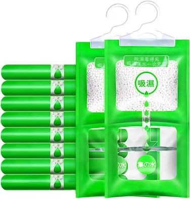 ماهمير® اكياس معلقة ماصة للرطوبة ومزيل للروائح الكريهة للتخلص من الرطوبة في الخزانة والسيارات وخزائن الملابس والقبو وشنطة صالة الالعاب الرياضية   اكياس رطوبة للخزانة وخزانة الملابس - عبوة من 10 قطع