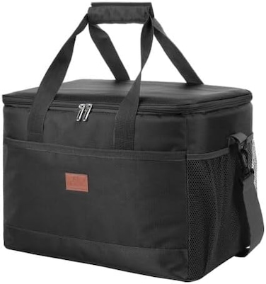 ماهمير شنطة تبريد كبيرة معزولة للاستخدام الخارجي سعة 33لتر قابلة لاعادة الاستخدام ومقاومة للماء من قماش اكسفورد بسعة كبيرة للحفاظ على الطعام طازجا للرجال والنساء والنزهات والشواء والشاطئ والغداء أسود