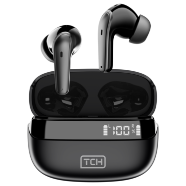TCH L10 Wireless Earbuds Noise Cancellation ANC +ENC, Bluetooth 5.3, LED Stereo Sound earbud, IPX4 Water Resistance, Voice Assistant, 13mm Earphones, AI-Enhanced Calls, 2 Mics, 32-Hour Battery Black