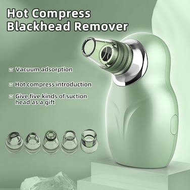 Solarae Portable Blackhead Remover Device  Pore Vacuum Cleaner Electric Black Head Removal Tool  Vacuum Facial Pore Acne Pimple Cleaner with 5 Suction Heads  Easy Use for Men &amp; Women-All Skin Types
