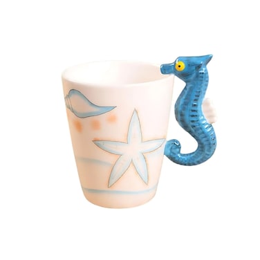 Adorable Animal Mugs: 3D Ceramic Cups with Cute Animal Handles Sea Horse (Gift for Animal Lovers!)