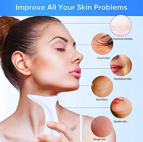 Solarae IPL Face and Neck Beauty Rejuvenator Massager   Multi-Effect Skincare Tool for Lift, Firm, Smooth, Reduce Wrinkles and Double Chin   USB Rechargeable, Travel-Friendly, All Skin Types (White)
