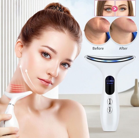 Solarae IPL Face and Neck Beauty Rejuvenator Massager   Multi-Effect Skincare Tool for Lift, Firm, Smooth, Reduce Wrinkles and Double Chin   USB Rechargeable, Travel-Friendly, All Skin Types (White)
