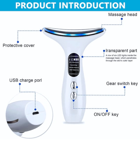 Solarae IPL Face and Neck Beauty Rejuvenator Massager   Multi-Effect Skincare Tool for Lift, Firm, Smooth, Reduce Wrinkles and Double Chin   USB Rechargeable, Travel-Friendly, All Skin Types (White)
