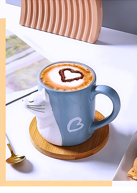 Solarae Adorable Kissing Cat Mugs Romantic Couple Cups Set Anniversary Wedding Valentine&#39;s Day Birthday Wife Girlfriend Gift idea (Blue Box)