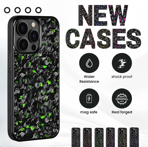 Iphone 14 Pro Real Forged Carbon Fiber iPhone 15 Pro  Case with a box Green color