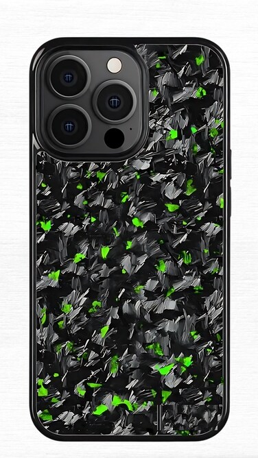 Iphone 14 Pro Real Forged Carbon Fiber iPhone 15 Pro  Case with a box Green color