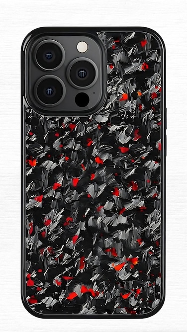 Iphone 15 Pro Real Forged Carbon Fiber iPhone 15 Pro  Case with a box Red color