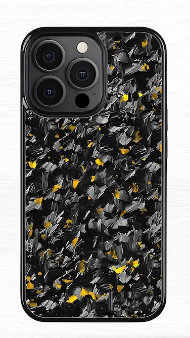 Iphone 15 Pro Real Forged Carbon Fiber iPhone 15 Pro  Case with a box gold color