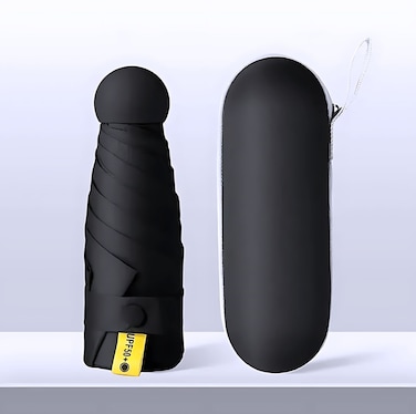 solarae Compact Sun &amp; Rain Shield, Windproof Travel Umbrella, Lightweight Portable Parasol with 95% UV Block, For Both Men and Women Black