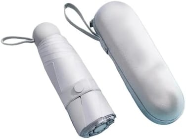 solarae Compact Sun &amp; Rain Shield, Windproof Travel Umbrella, Lightweight Portable Parasol with 95% UV Block, For Both Men and Women White