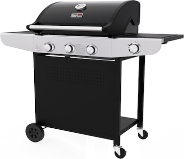 Royal Gourmet Gas Barbecue Grill With 3 Burners And Side Burner - Durable Cast Iron Grates, Spacious Outdoor BBQ Grill