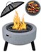 موقد نار دائري بلون رمادي فاتح من ام جي او - شواية خشبية وفحم - شواية للطهي في الهواء الطلق - موقد نار خفيف الوزن قابل للتحريك في الفناء الخلفي - الارتفاع: 10 انش × القطر: 23.6 انش