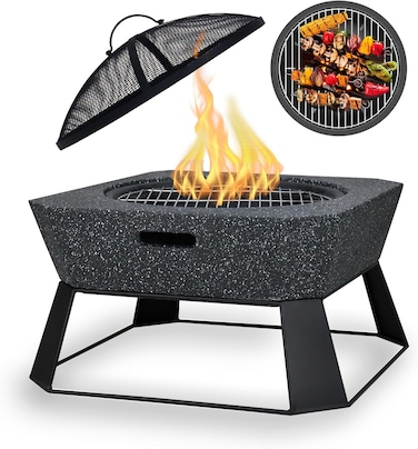 موقد نار مربع بلون رمادي داكن من ام جي او - شواية خشبية وفحم - شواية للطهي في الهواء الطلق - موقد نار خفيف الوزن قابل للتحريك في الفناء الخلفي - 24.4 انش، 30 باوند