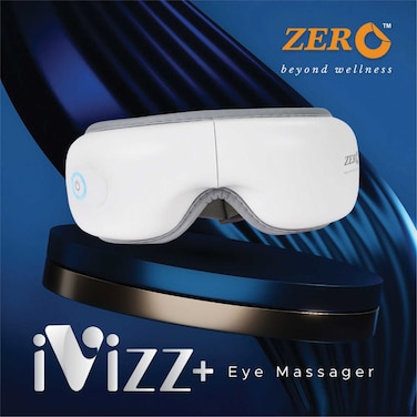 Zero Healthcare I-Vizz+ Eye Massager Rechargeable With Heat, Air Pressure And Vibration Massage, 180-degree Foldable, Portable Sleep Mask For Relieving Eye Fatigue- White