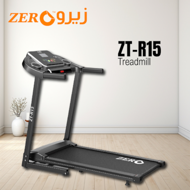 جهاز المشي القابل للطي Zero Healthcare ZT-R15 للاستخدام المنزلي بمحرك هادئ بقوة 1.5 حصان، 12 برنامجًا تلقائيًا، سرعة 1–14 كم/س، مراقب معدل ضربات القلب، مكبر صوت MP3، جهاز جري مدمج بنظام طي هيدروليكي بسعة 120 كجم