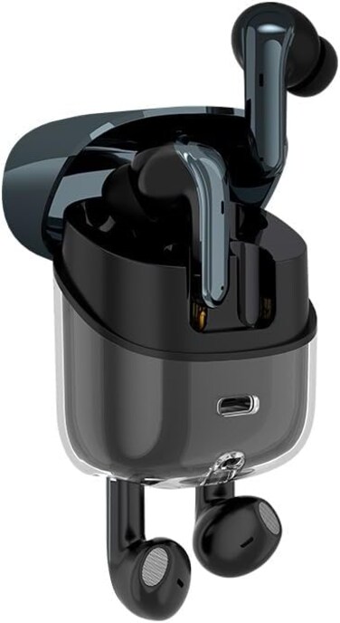 GRABIT GTUNES-GROOVE True Wireless Earbuds with Bluetooth 5.4 offer In-ear + Semi in-ear design. The 600mAh battery provides 6-hour playtime per charge, with 4 full recharges (Black)
