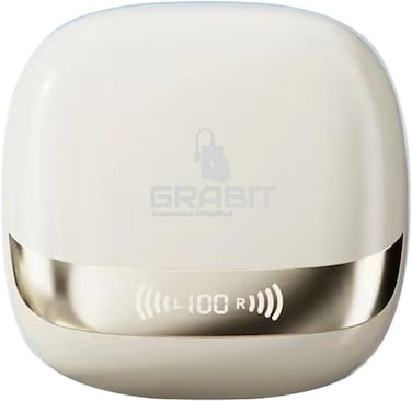 GRABIT True Wireless Earbuds ANC &amp; Premium Sound Enjoy -25dB Active Noise Cancellation, Transparency Mode, and quad-mic clarity with Bluetooth 5.4 for seamless connectivity. (Beige)