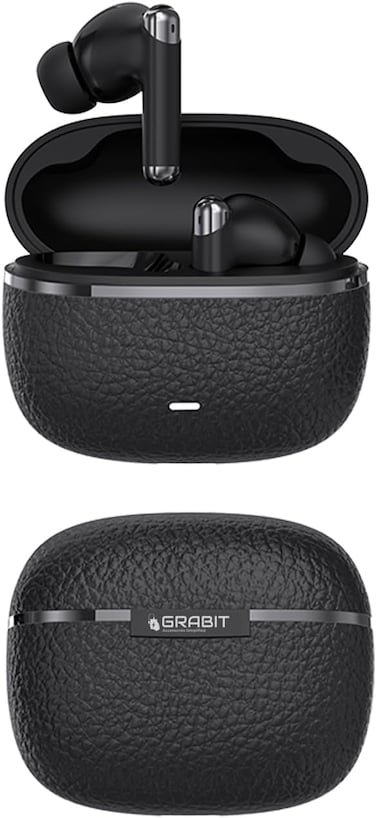 GRABIT GTUNES-GRAVELS True Wireless Earbuds &ndash; ANC &amp; HD Sound, Experience -25dB Active Noise Cancellation, and rich 13mm audio with Bluetooth 5.4. Enjoy 5-hour playtime 20 hours with case.